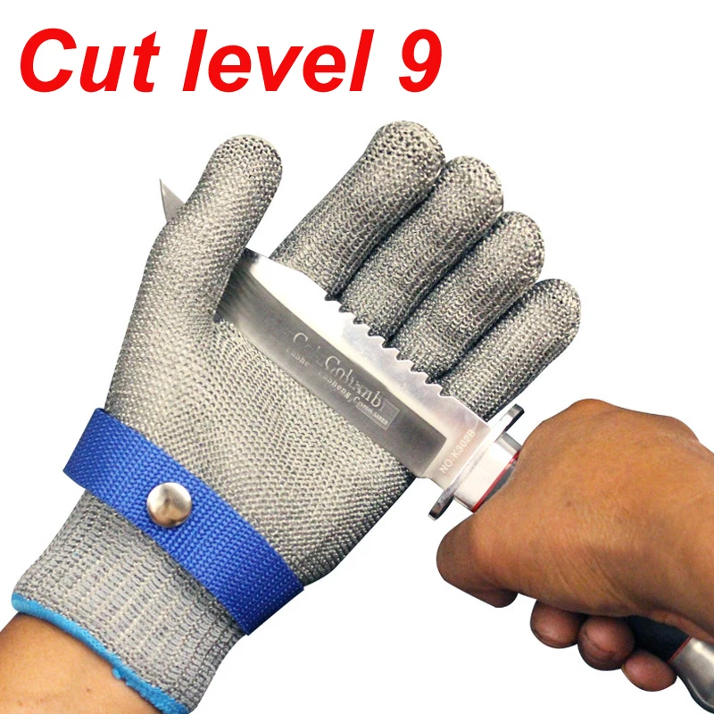 100% Висококачествен Ръкавица със Защита От Порязване Ниво 9 Тел от Неръждаема Стомана Метална Мрежа Касапин Предпазни Работни Ръкавици
