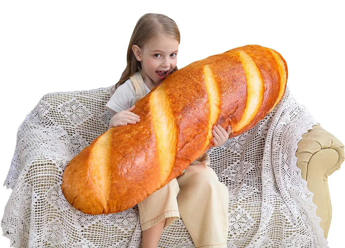 3D Моделиране на Формата на Хляб Плюшен Възглавница е Мека Лумбална Франзела Възглавница За Гърба Забавна Храна Закуска Хляб Плюшен Мека Играчка за Домашен Декор