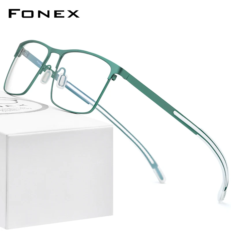 FONEX Рамки За Очила От Чист Титан, Мъжки Квадратни Рамки За Очила При Късогледство, Оптични Рамки За Очила По Рецепта, Мъжки 2020 Нови Силиконови Очила 8553