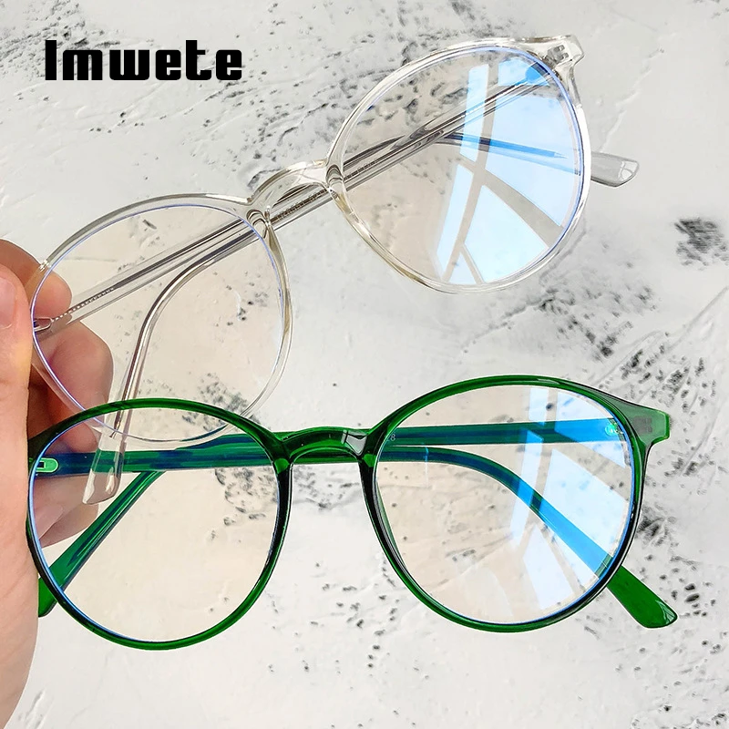 Imwete Vintage Слънчеви Очила С Анти-Синя Светлина, Женски Прозрачни Кръгли Очила В Рамки, Мъжки Компютърни Очила, Плоските Огледални Очила