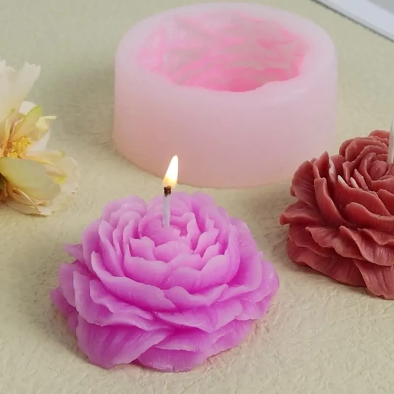 Направи си САМ Цветя на Божур Свещ Мухъл 3D Силиконова Форма За Сапун Изработка на Свещи Ръчно изработени за Декор на Торта Шоколадово Ръчно изработени Сапуни Производство на Бонбони