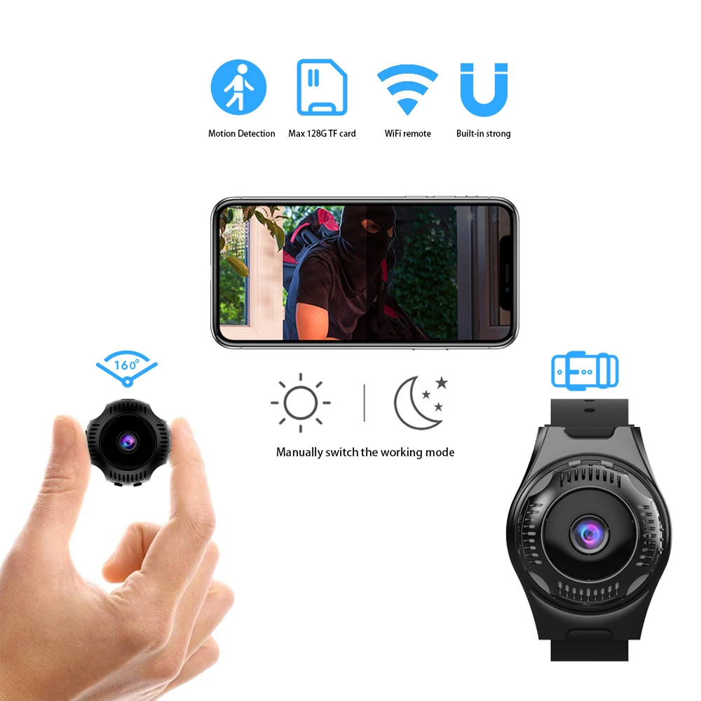 Фалшиви Часовници, WiFi Камера Широка Камера за Откриване на Движение 1080P Домашна Камера за Сигурност Мини Безжична Инфрачервена Камера за Нощно Виждане
